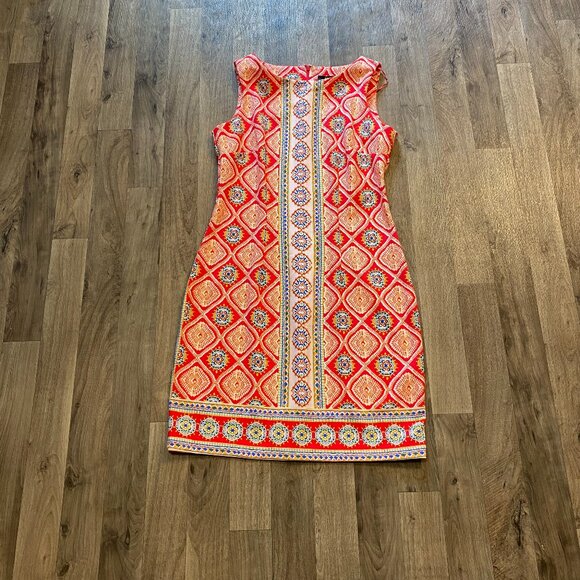 R&K Sheath Pencil Dress Size 6 Geometric Colorful - Picture 1 of 8
